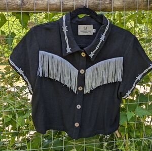 Fashionbrandcompany barbed wire Pammy Western fringe shirt